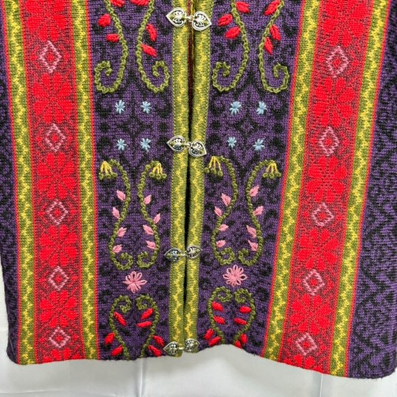 Classic Alpaca Knit Cardigan 100% Alpaca Size X-Large Bright Colored Hook Front - Picture 2 of 5